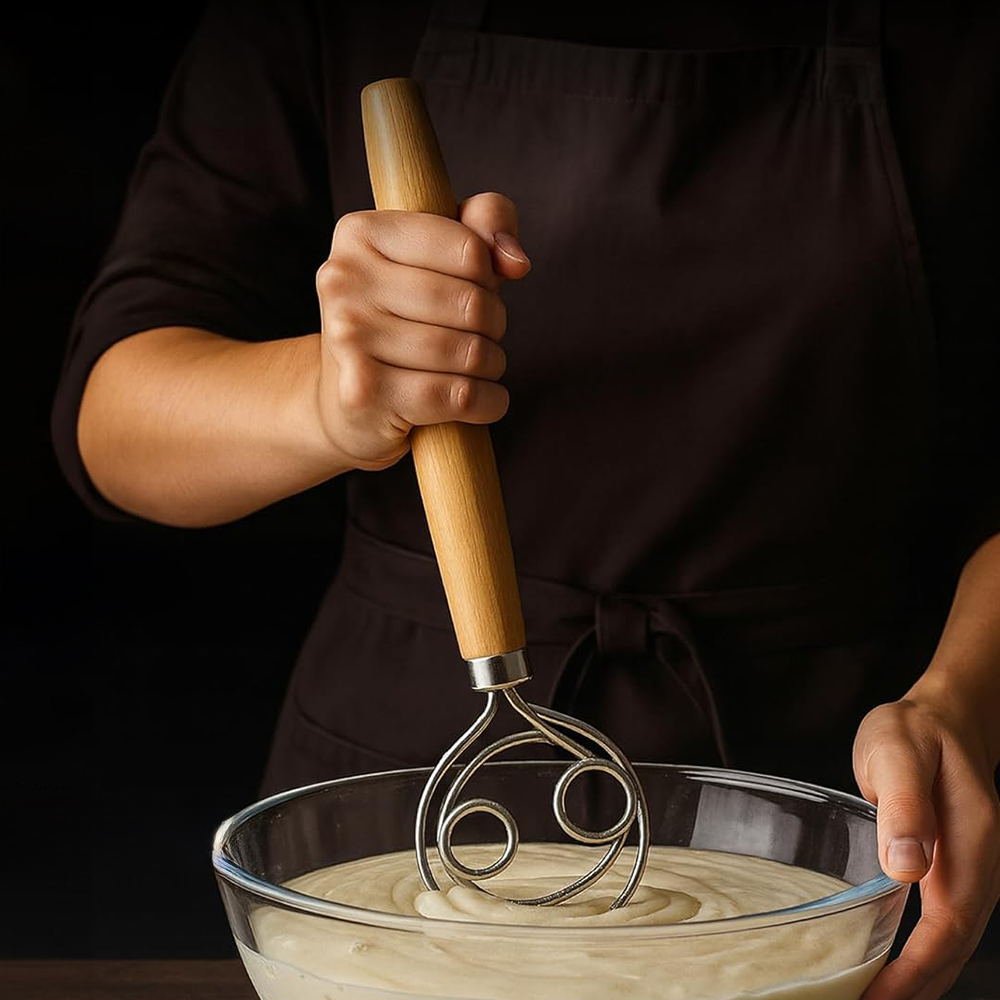 Danish Pancake Pan - 304 Stainless Steel Dough Whisk with