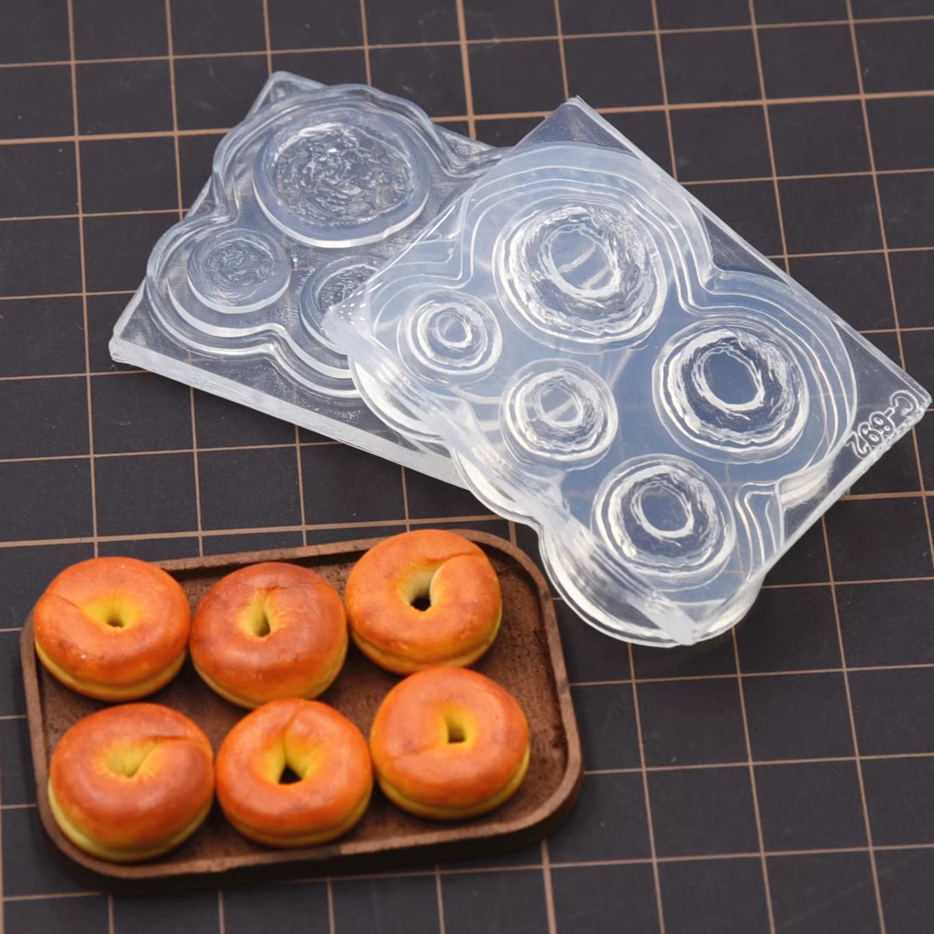 Donut Mold Silicone - Polymer Clay Mini 3D Bagel Bread