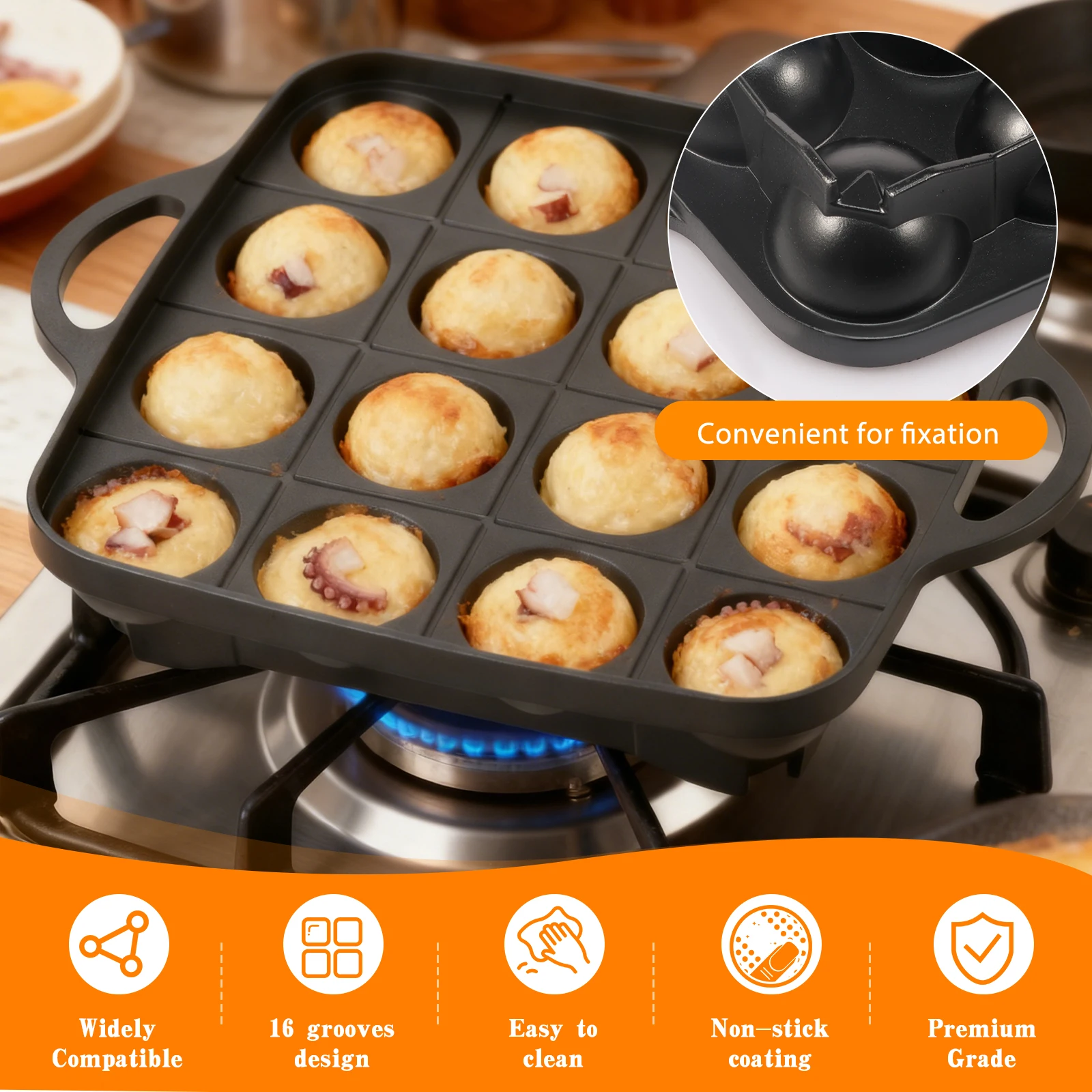 16 Holes Takoyaki Pan Cast Alu - Takoyaki Grill Plate recension och pris