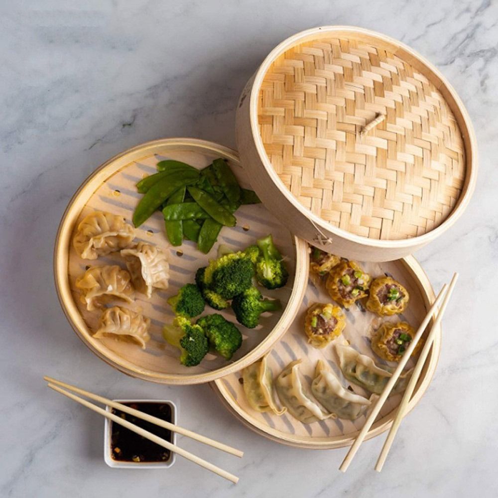 Bamboo Steamer Basket with Lid - Bao Steamer Bamboo recension och pris