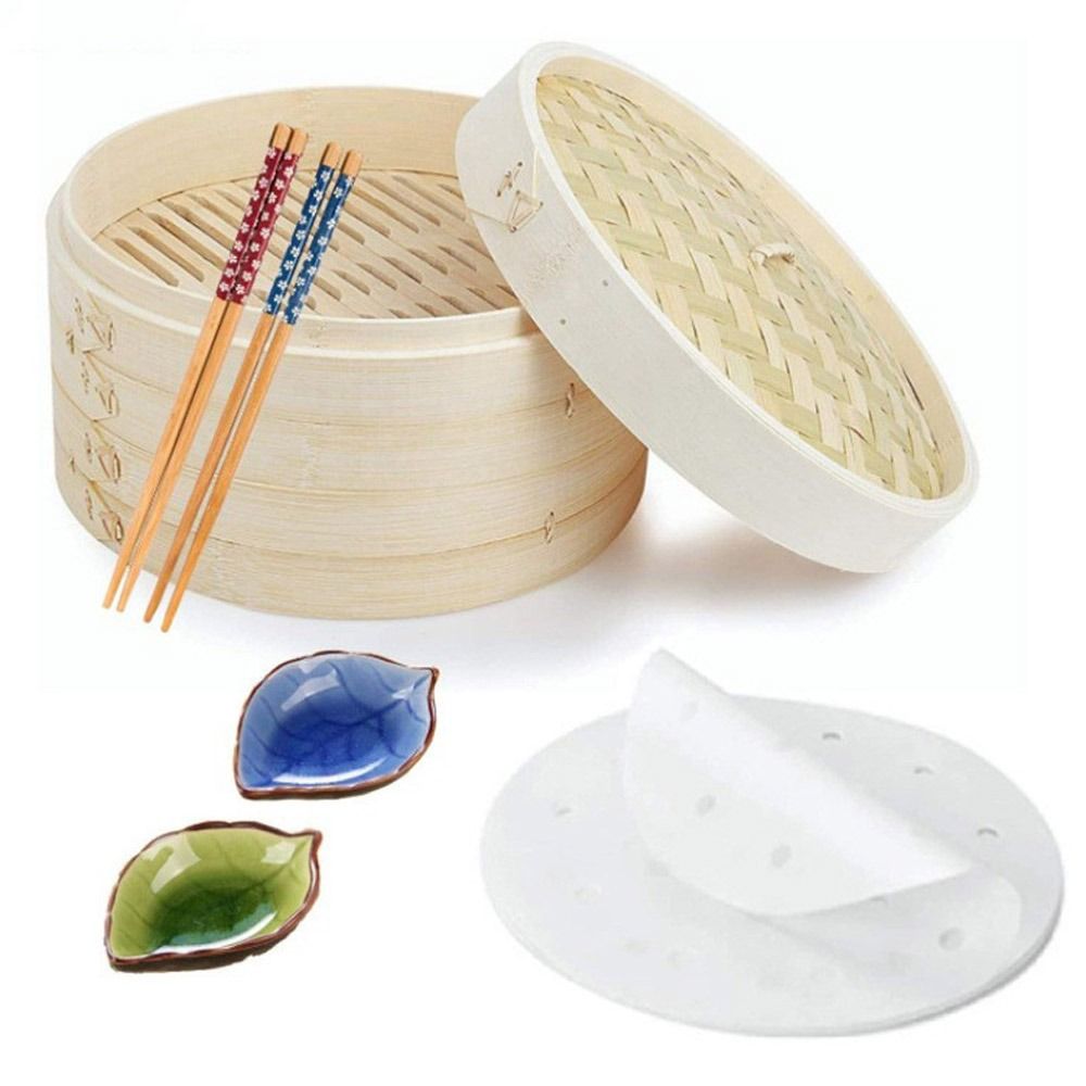 Bamboo Steamer Basket with Lid - Bao Steamer Bamboo recension och pris