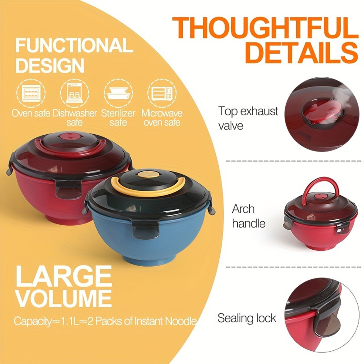 Portable Salad Noodle Soup Bow - Dim Sum Basket recension och pris