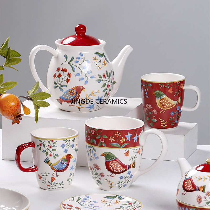 1pc European Ceramic Red Flowe - Dim Sum Basket recension och pris